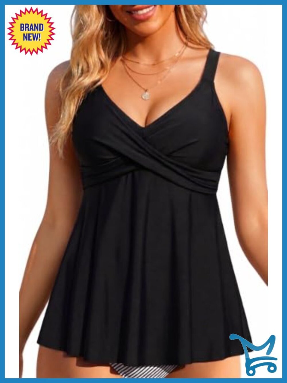 Underwire Tankini Top Only Flowy Push Up Twist Bathing Suit No Bottom